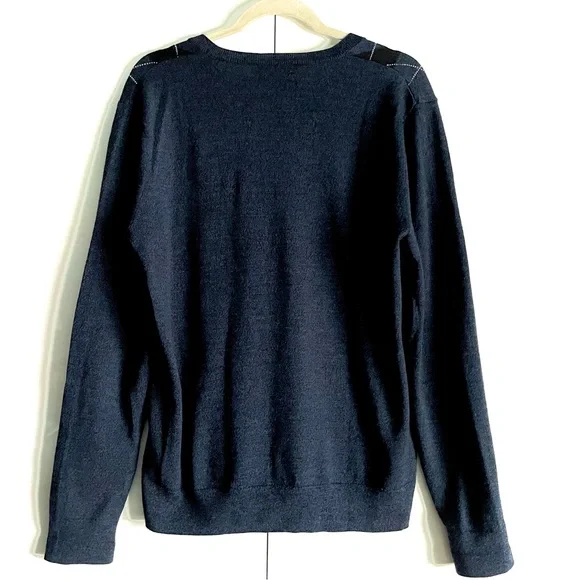 Banana Republic Men's Washable 100% Merino Wool Argyle V-Neck Sweater Size M EUC - Picture 3 of 12